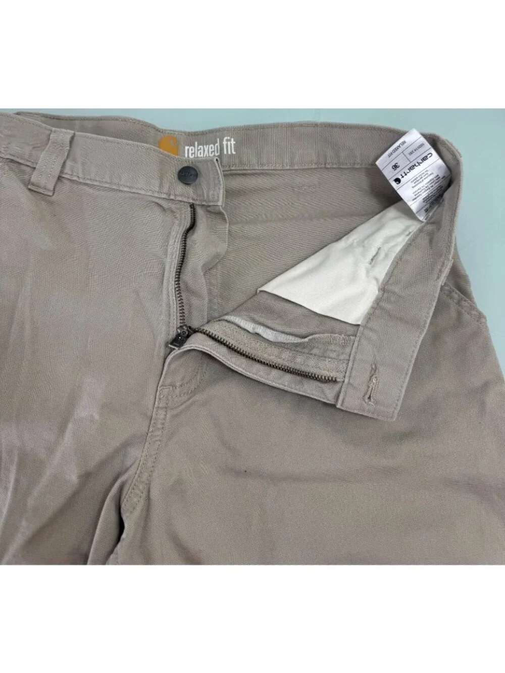 Carhartt Shorts Mens 36 Canvas Work Y2K Relaxed Fit Khaki 9" Inseam 102514-232 - Picture 3 of 12